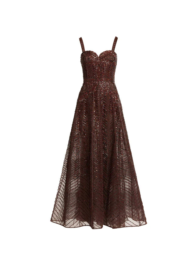 Bead embroidered midi dress