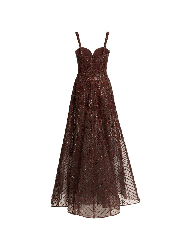 Bead embroidered midi dress