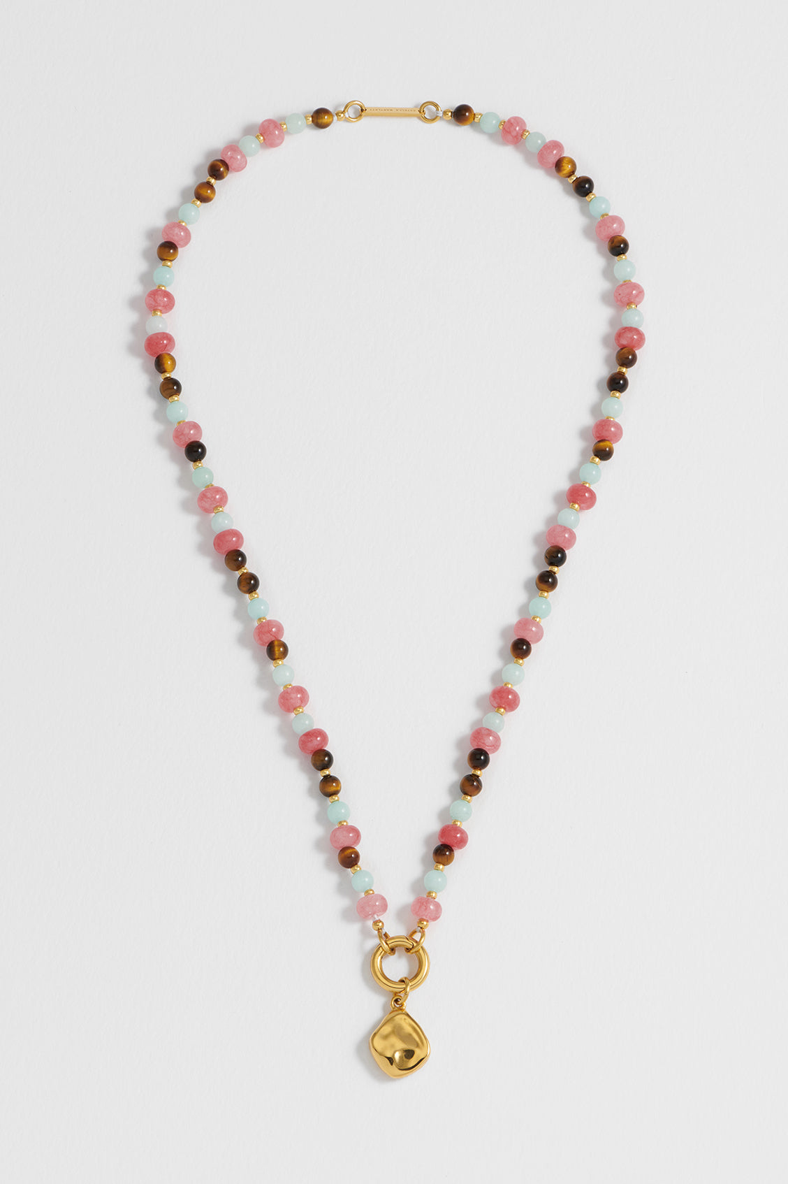 Multi Facet Gemstone Spring Clasp Necklace