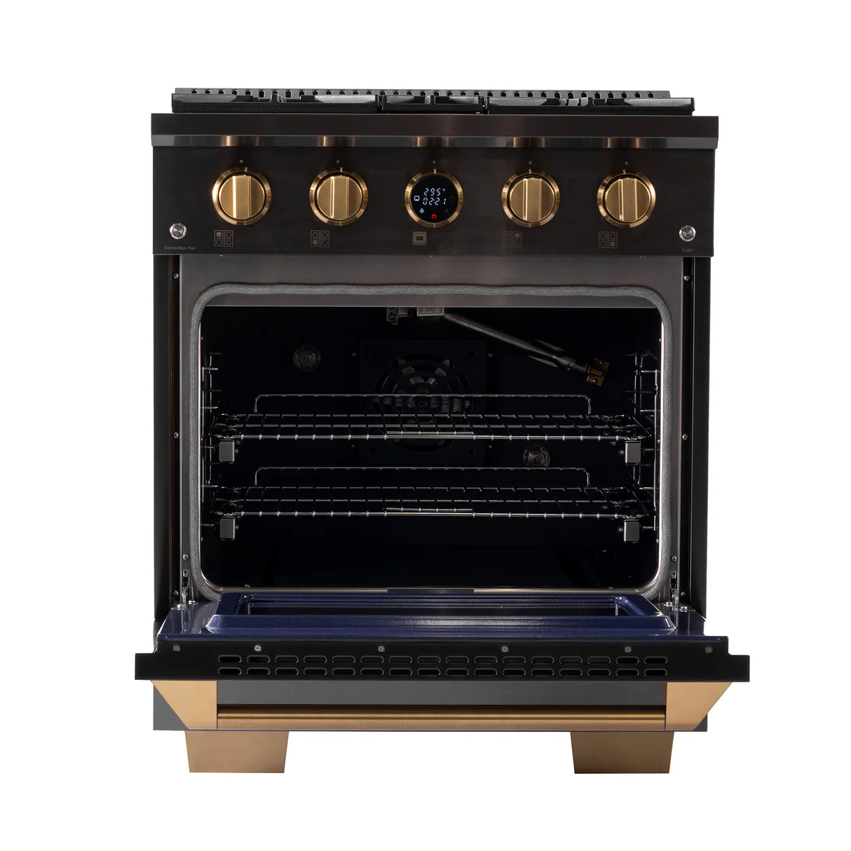 30 in. 4.2 cu. ft. 4 Burners Dual Fuel Range for Gas in Titanium Stainless Steel with Kucht Horus Thermostat