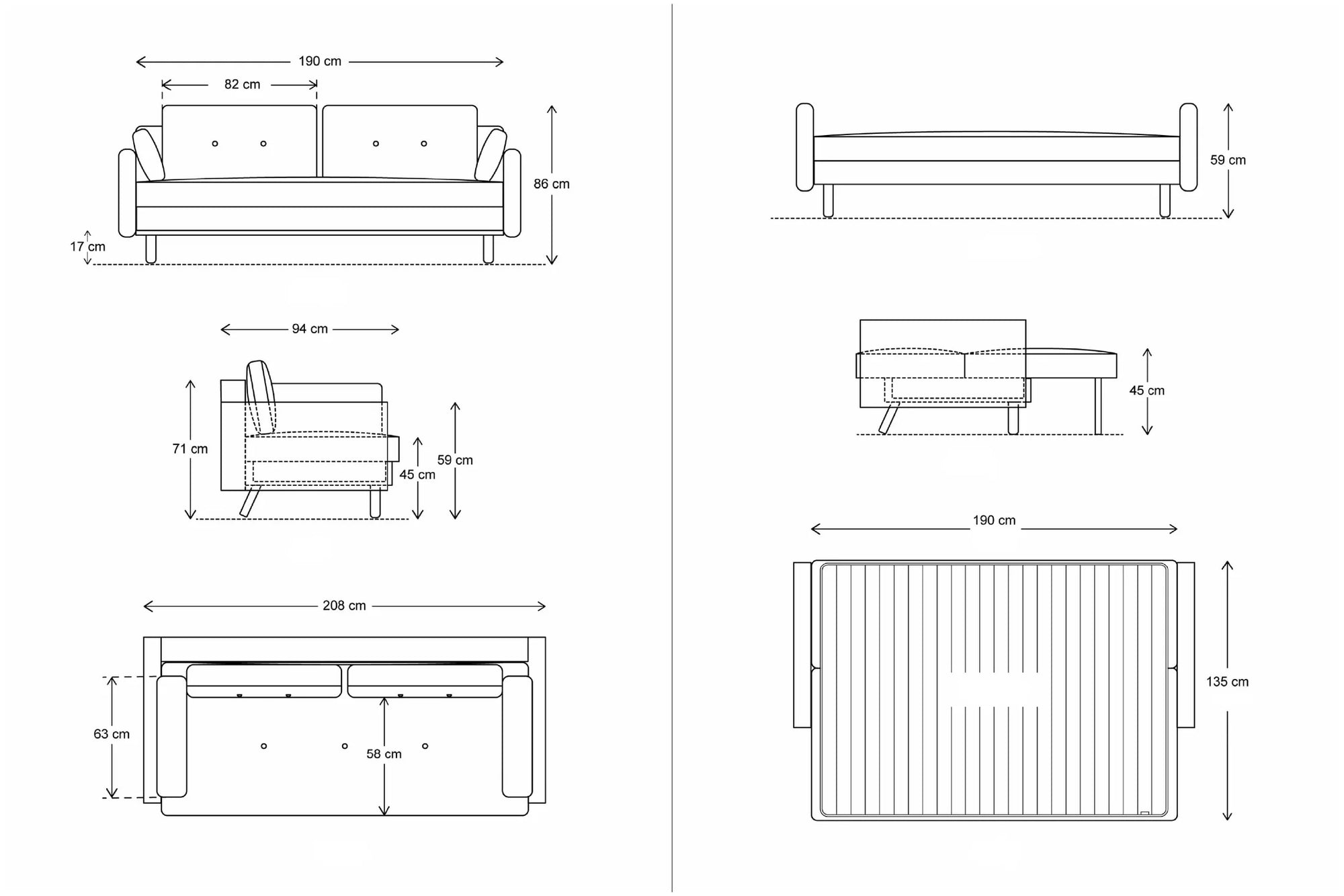Model 04 3-Seater Sofa Bed | Pumice