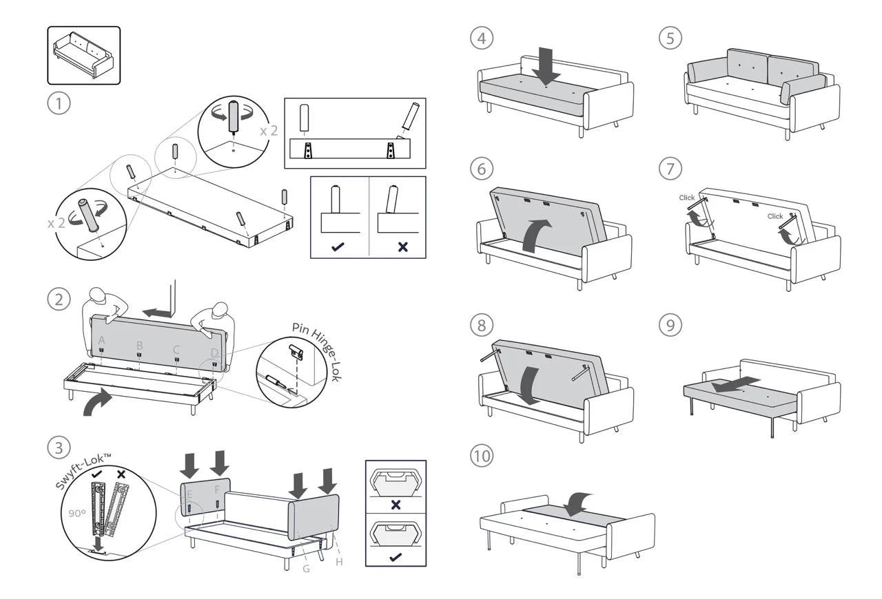 Model 04 3-Seater Sofa Bed | Pumice
