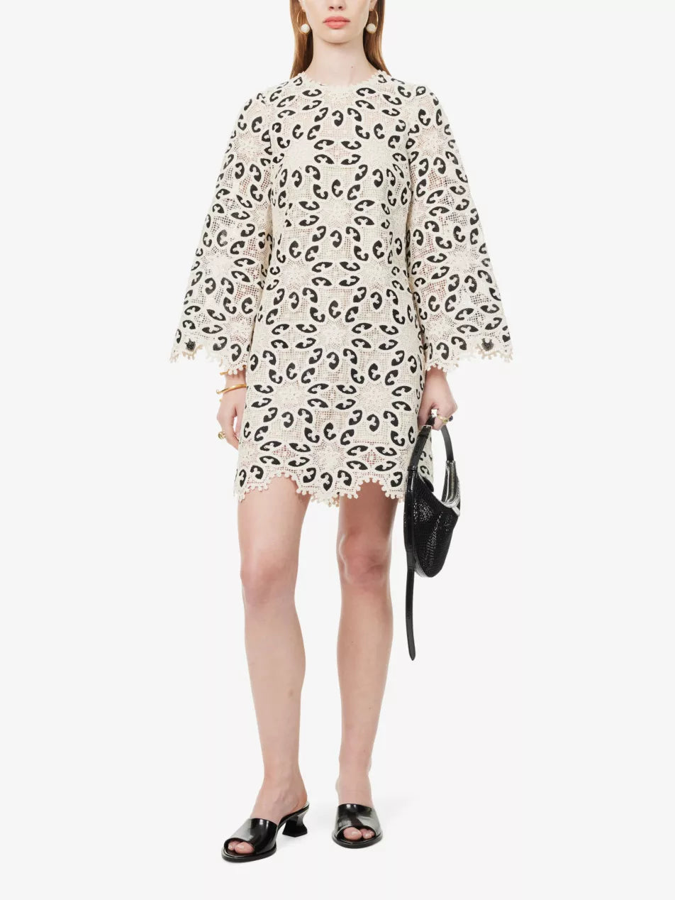 ZIMMERMANN Ottie floral-embroidered cotton-blend mini dress