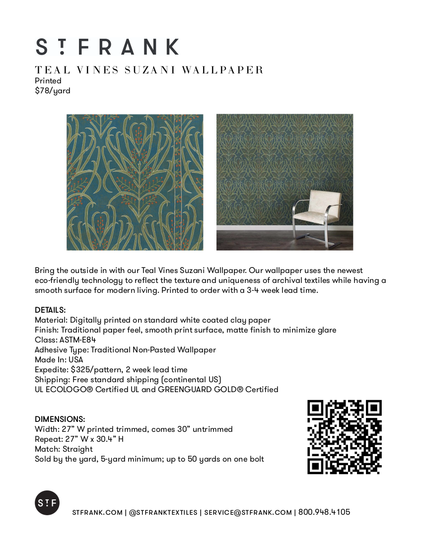 Teal Vines Suzani Wallpaper
