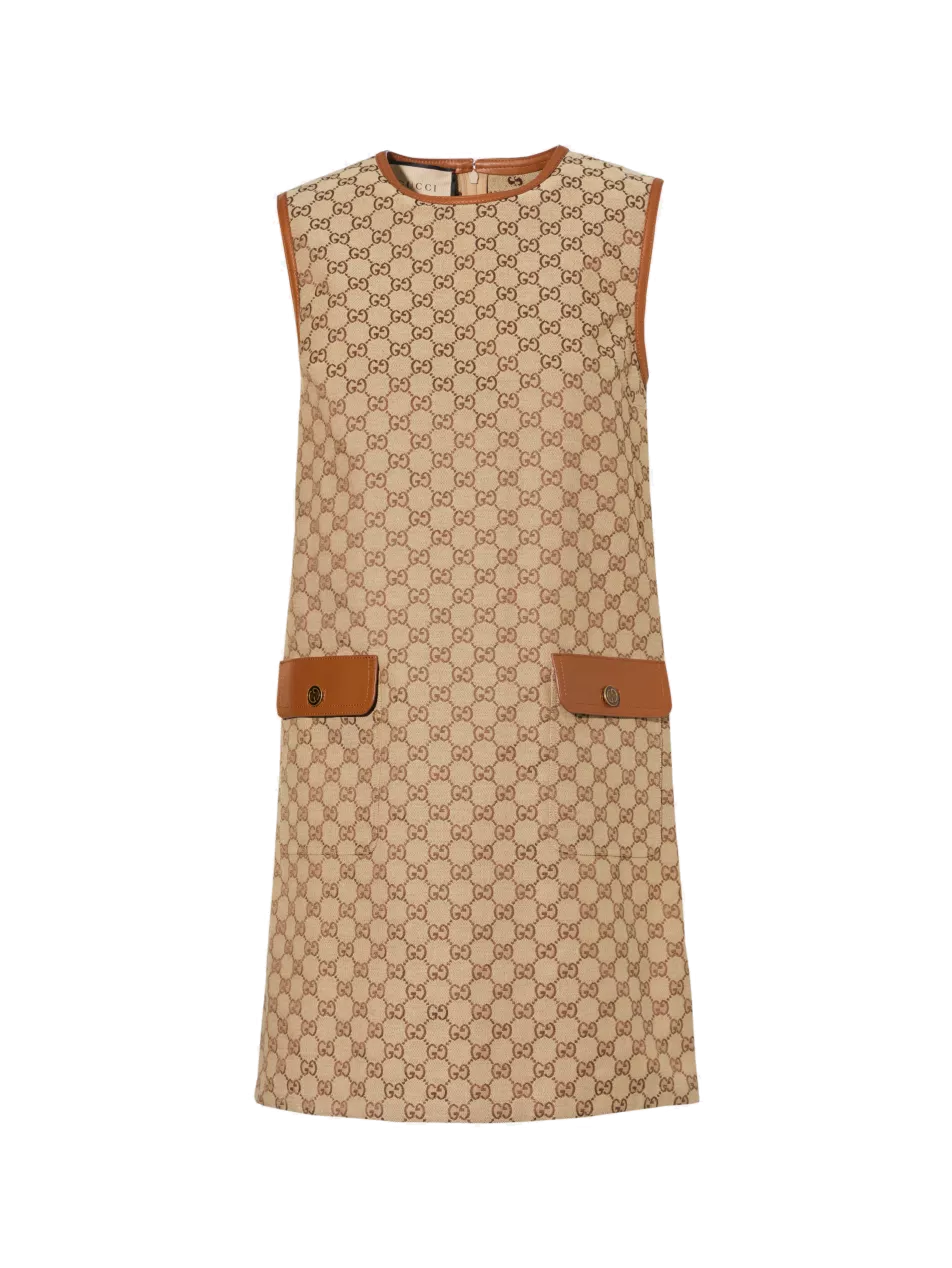 GUCCI Monogram-pattern sleeveless cotton-blend midi dress